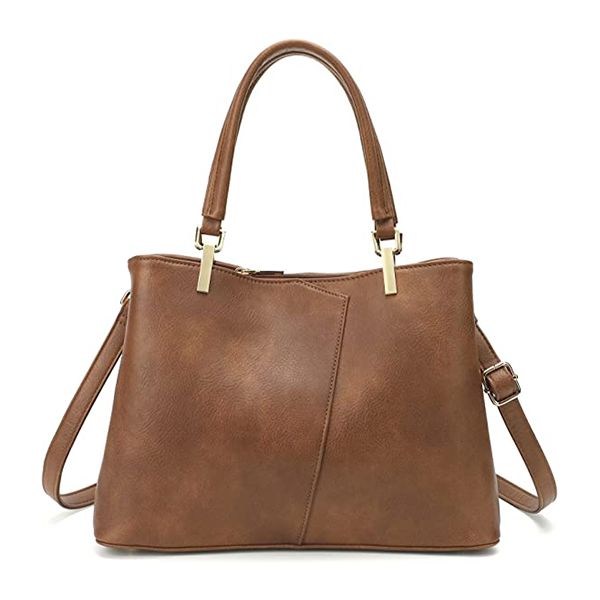 

large shoulder bag for women faux leather purse bags with multi-pockets designer brown handbag 33cm