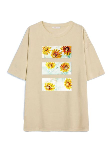 

romwe x kiera garvin sunflower graphic tee c4ci#, White