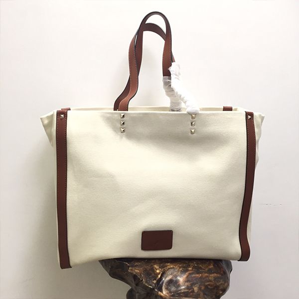 

superior quality large capacity tote bags letter canvas shopping handbags double-sided rivet handle fashion shoulder bags commute bag wallet