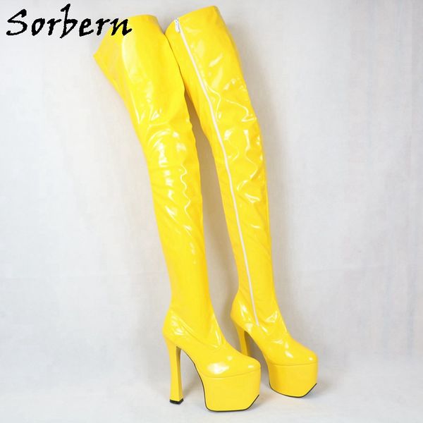 

sorbern bdsm fetish boots extreme high 20cm heel 9cm platform black thigh boots crotch long
