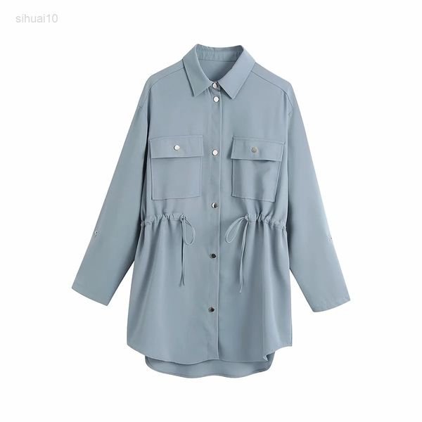 

women autumn blends jackets casual long sleeves collar single breasted vest loose jackets l220725, Black;brown