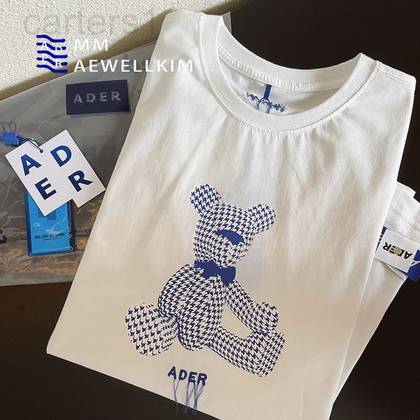 

women's t-shirt designer ader korea fashion brand short sleeve 2021 summer loose building block bear letter embroidery men's and w, White