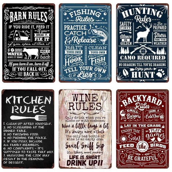 

wine rules retro metal sign bar ktichen house wall decoration backyard rules poster man cave vintage farmhouse home decor n457