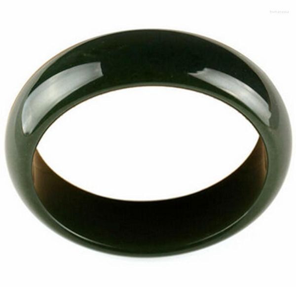 Bangle Natural 60-62mm Certificado por grau Green escuro Hetian Jade Bracelet Trum22