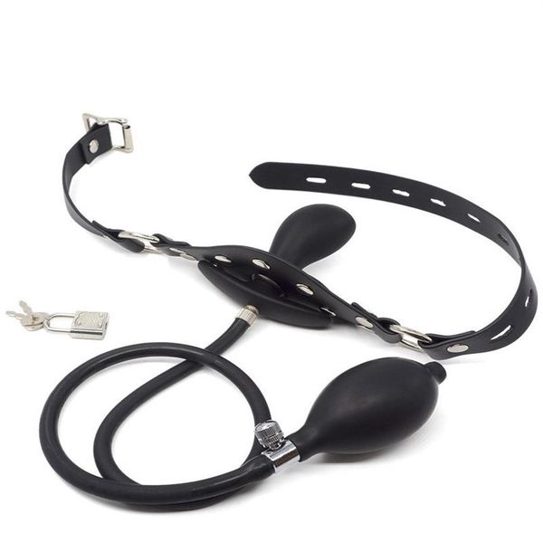 Boca inflável BDSM Fetish Lock Bondage tira na boca plug adult ga268j