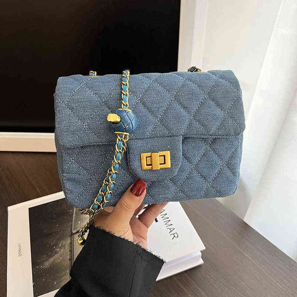 

2022 women's atmospheric personality ladies bags denim blue style one shoulder bag diagonal-bag handbag wholesale female bag wholesale