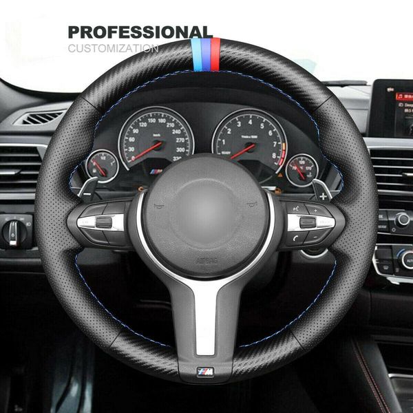

soft black suede carbon fiber car steering wheel cover for bmw f30 f34 f22 f23