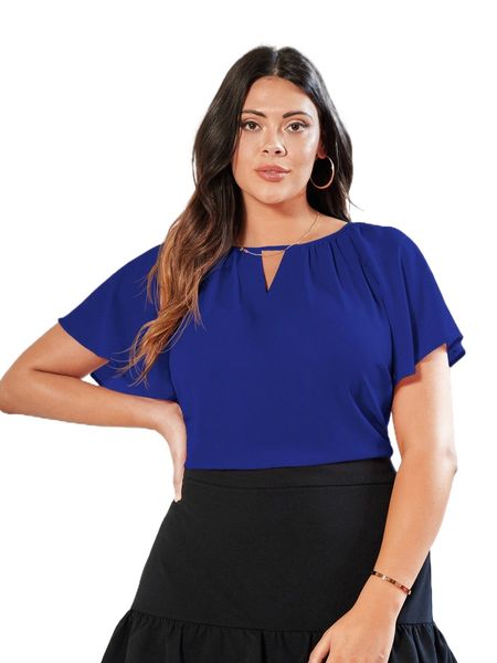 

plus cut out butterfly sleeve blouse e2at#, Black