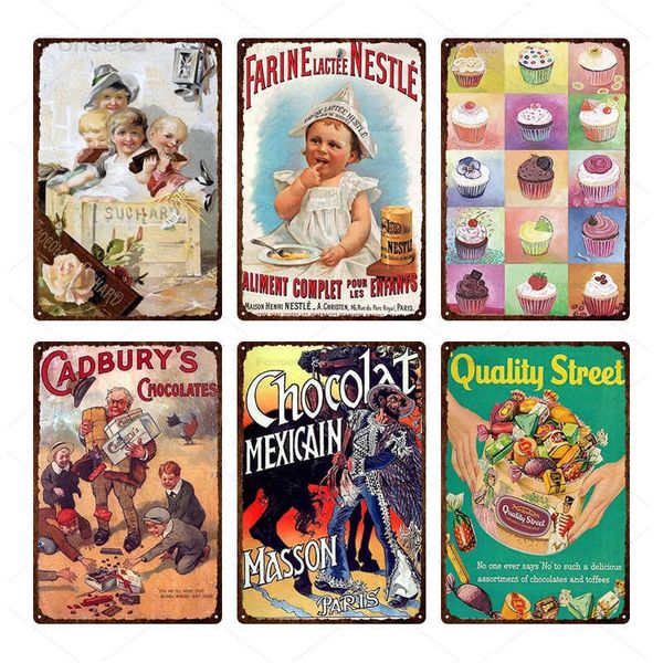 

retro cake dessert restaurant cafe metal sign kitchen wall tin sign tinplate painting decoration poster decoration painting