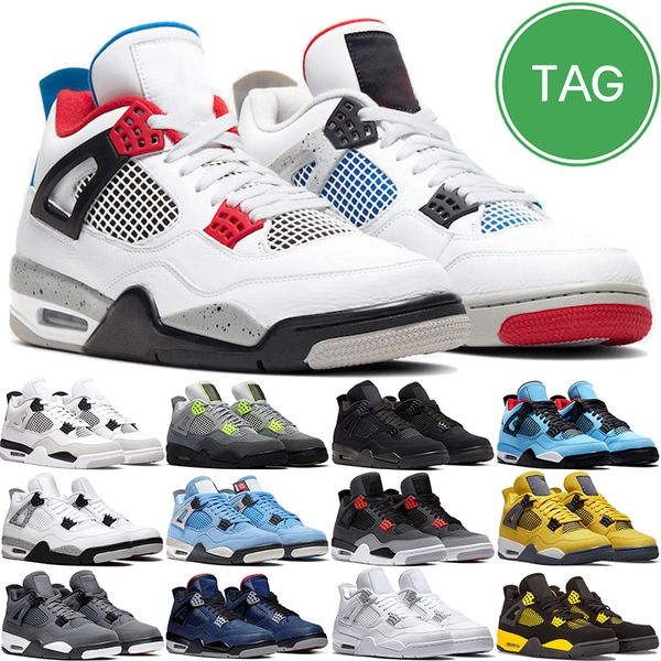 

4 4s retro basketball shoes military black cat university blue sail white oreo purple red thunder bred cement motorsports men women outdoor