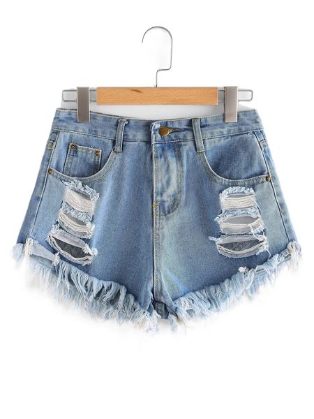 

frayed distressed denim shorts 779u#, White;black