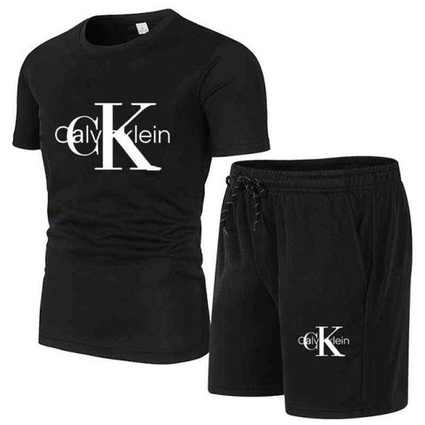 

summer men's mesh shorts set wo navy summer breathable oeck t-shirt shorts brand running basketball short sleev, Gray