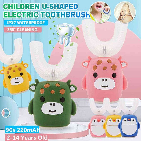 

toothbrush u shaped electric children's toothbrush small silicone with sound music automatic cartoon 360 degrees 0312