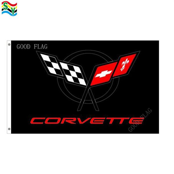 

goodflag corvette black car flags banner 3x5 ft 90 150cm polyster outdoor287i