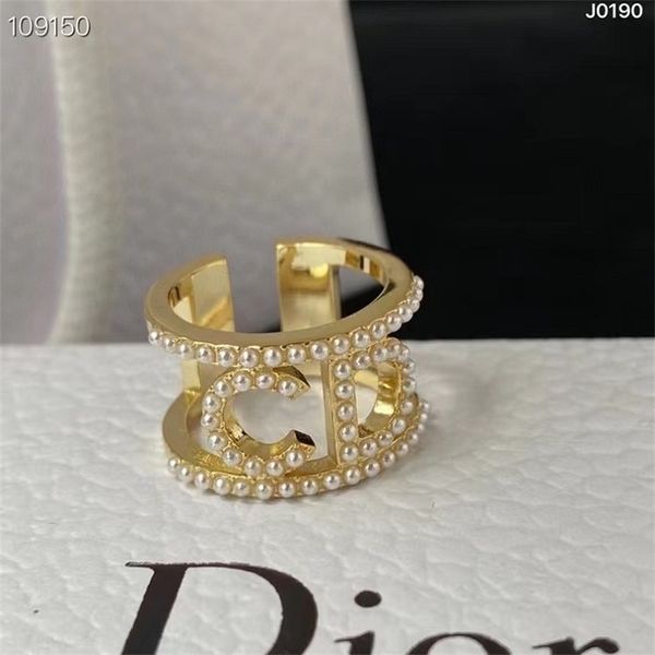 

designer jewelry online 2022 letter pearl opening adjustable brass simple ring, Silver
