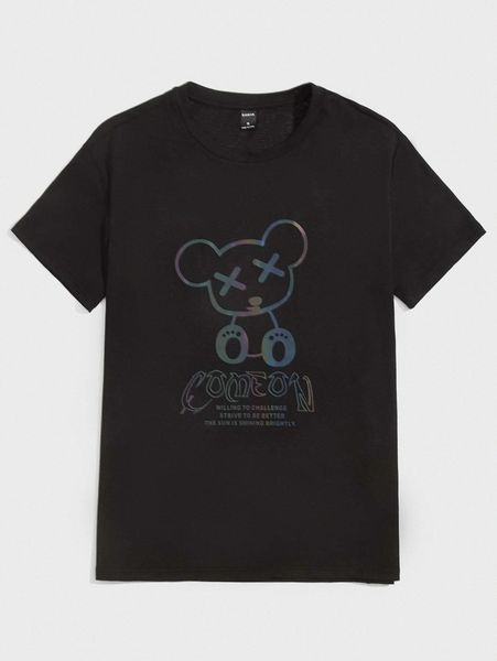 

men cartoon & slogan graphic tee c8hv#, White;black