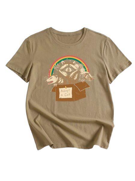 

romwe x vincenttrinidadart animal print tee h8zv#, White