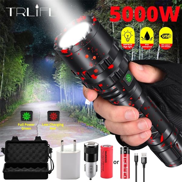 Flashlight a LED High Power XHP502 Luce flash tattica militare L2 Impossibile 18650 Torcia 500m Lanterna Self Defense 220701