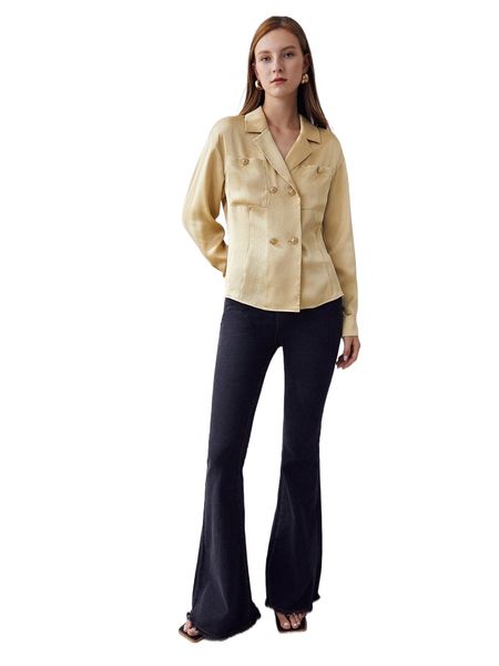 

motf premium satin double breasted shirt r2fr#, White