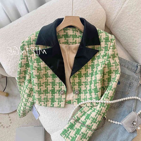 

women's suits & blazers suit collar contrast color small fragrance coat women's spring and autumn style 2022 tweed french chic jac, White;black