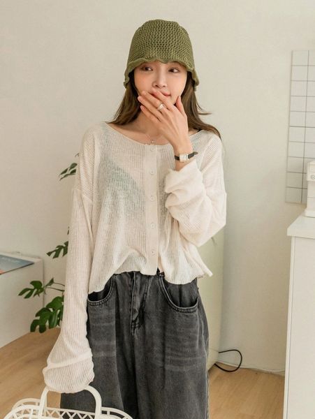

dazy drop shoulder button through tee 16jv#, White