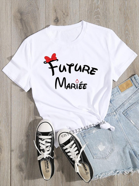 

future mariee love bachelorette wedding party women evjf tee shirt casual ladies basic o-collar white short sleeved t-shirt girl