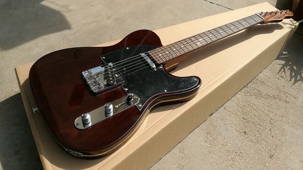 

dark brown tele electric guitar neck mahogany body ash sandwich can custom