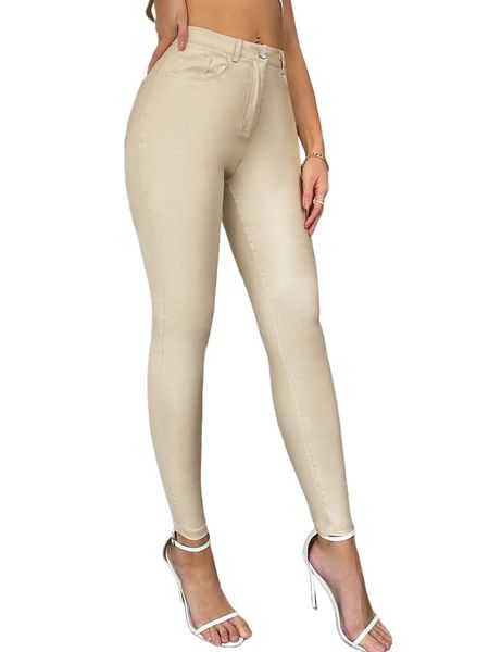 

eilly bazar solid pu leather pants w9ph#, Black;white