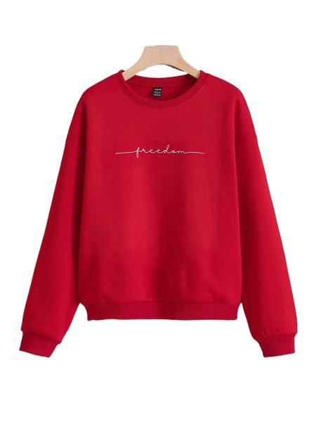 

letter print drop shoulder thermal sweatshirt s9qe#, Black