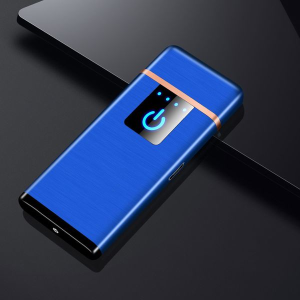 Ультратонкая USB-зажигалка с зарядкой и датчиком сенсорного экрана, ветрозащитная беспламенная легкая зажигалка для сигарет, лучшее качество