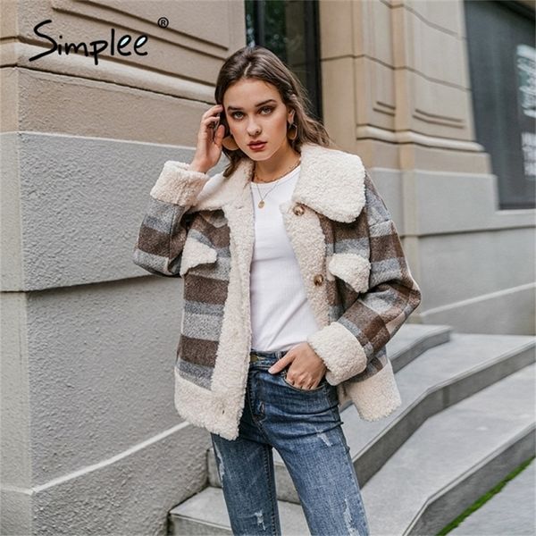 

single breasted women plaid jacket coat long sleeve casual autumn outwear female coat streetwear oversize ladies coat 201210, Black;brown