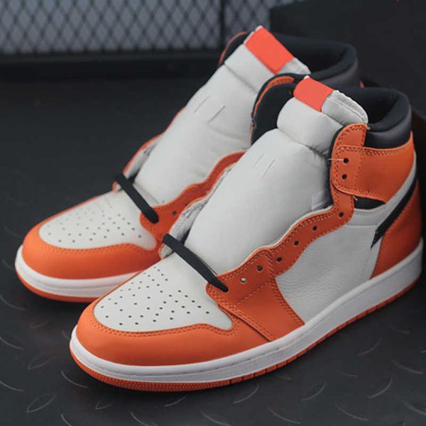 

classic design men white-orange basketball shoes jumpman 1chicago unique women's running sneakers non-slip wear-resistant with box, Black