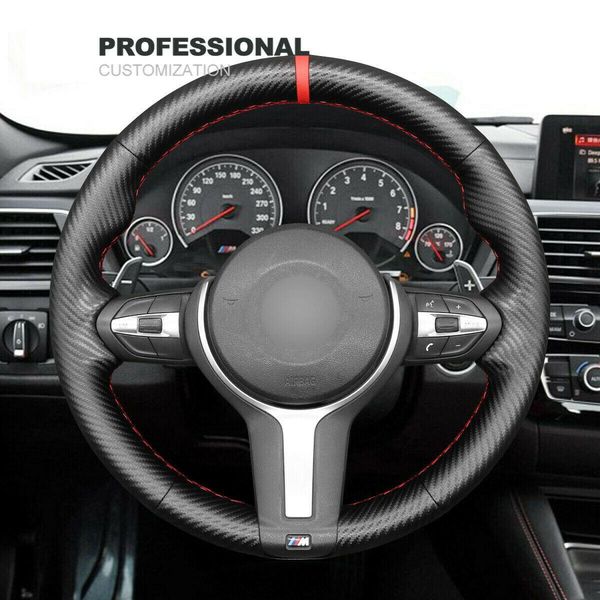 

super soft black carbon fiber car steering wheel cover for bmw f30 f34 f22 f23