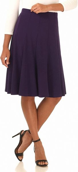 

women's ease into comfort flared knee length knit skirt 58wi#, Black