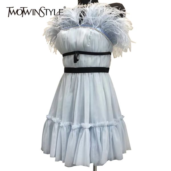 

sweet blue patchwork diamond tassel dress for women slash neck sleeveless high waist mini dresses female style 210423, Black;gray