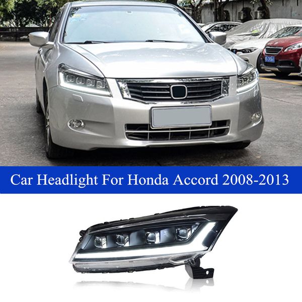 Luz da cabeça de estilo de carro para Honda Accord LED DIA DIA CONSULTA CONJUNTO DE FARIÇO 2008-2013 Blue DRL Turn Signal Signal Lens Auto lâmpadas