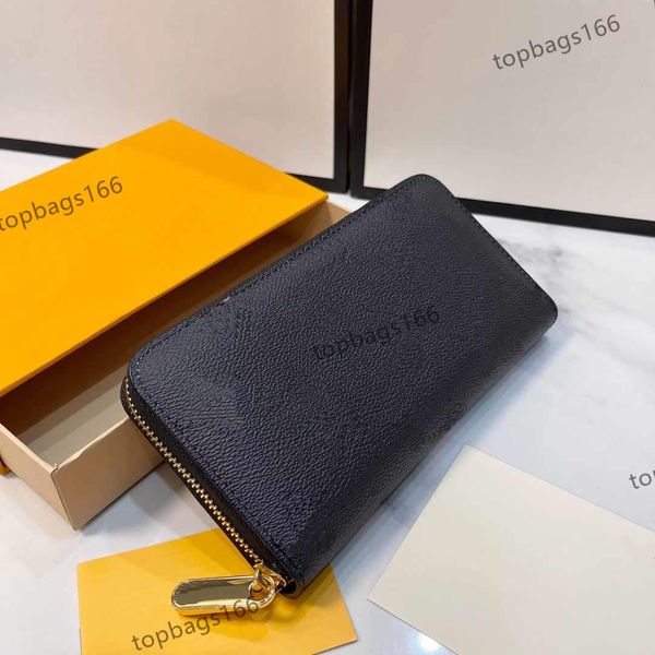 2022 Bolsas de couro genuínas Sacos de designer de luxo zippy para mulheres e mensagens clássicas de grande logotipo longo, mas com zíper a bolsa de bolsa da bolsa