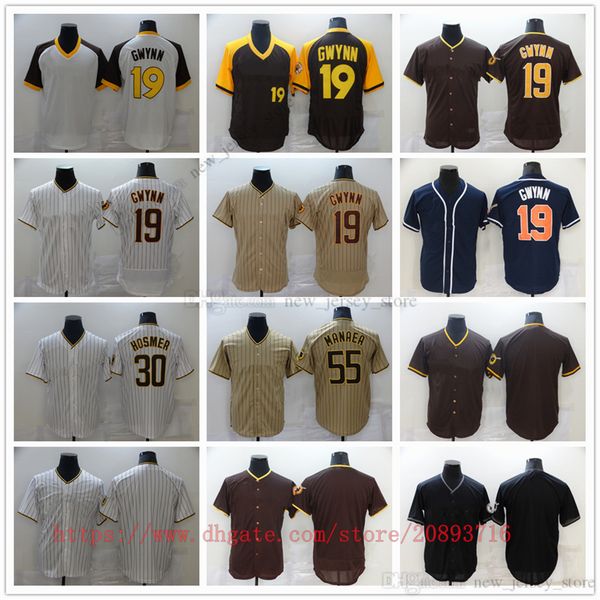 Movie College Baseball Wears Jerseys Stitched 19 TonyGwynn 30 EricHosmer 55Manaea Slap All Stitched Number Name Away Respirável Sport Sale Alta Qualidade