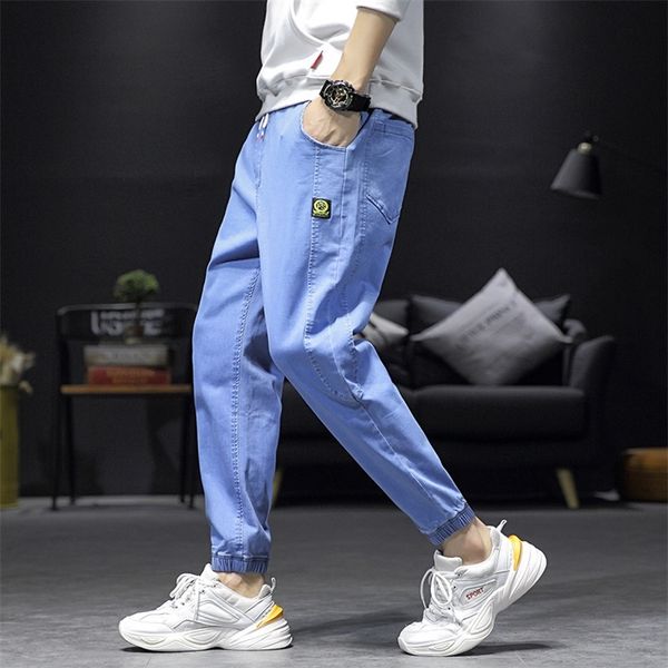 

summer style jeans men leisure jeans pants mens black denim trousers zipper blue hole pencil pants jeans 201128