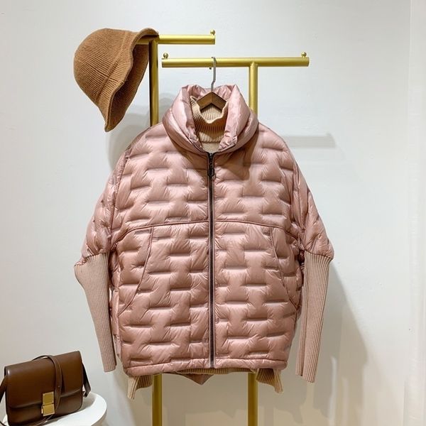 

women casual batwing sleeve loose down puffer jacket winter stand collar short duck down coat female warm parkas feather jacket y201026, Black