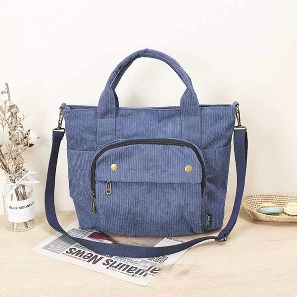

2022ss luxury corduroy shoulder bags ladies vintage designer shopping bag zipper girl student schoolbag solid color handbags casual handbag