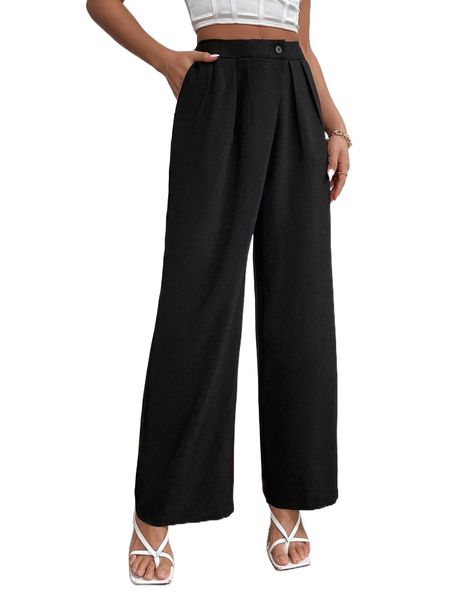 

slant pocket wide leg pants h9gj#, Black;white