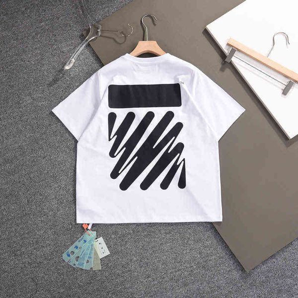 

2022ss street off golden classic wave speed bar men and women lovers' same ow loose fashion t-shirt424z, White;black