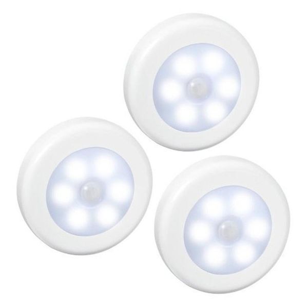 Luzes noturnas 3pcs/lote 6 LED IR IR Bright Motion Sensor ativado Luz de parede Auto/off Battery Operado para o corredor da noite