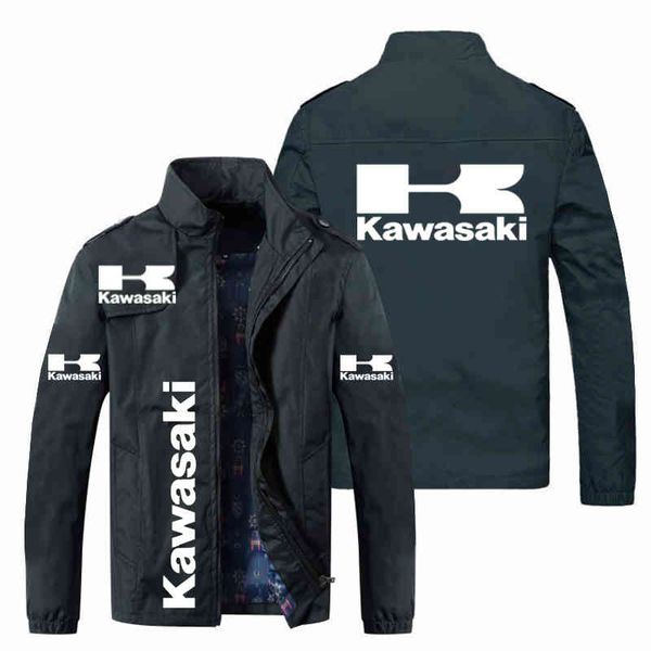 

2021 autumn men jackets kawasaki print coats trend windbreaker customize work clothe hip-hop streetwear racer, Black;white