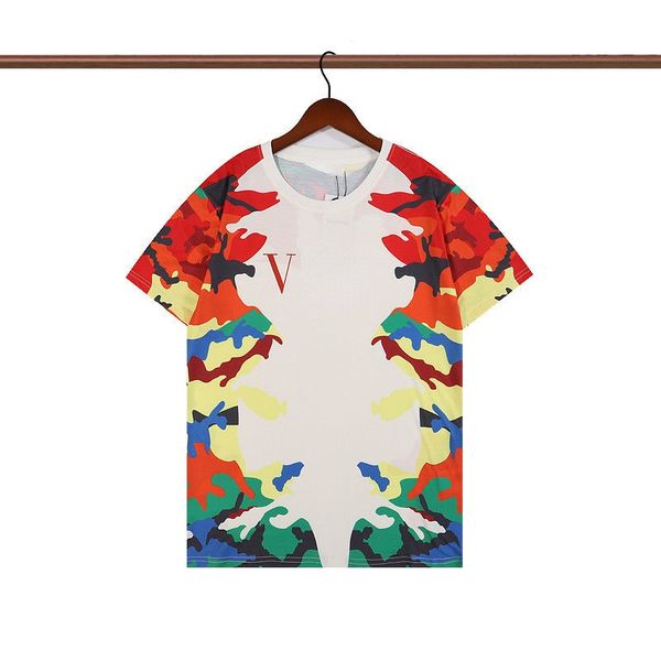 

italian designer t-shirt vt round neck short-sleeved t-shirt color graffiti print men and women loose shirt high-quality summer cotton sport, White;black