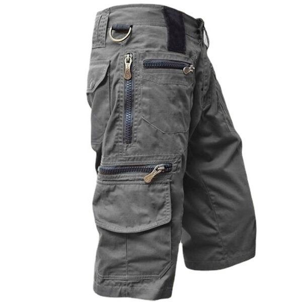 

men s military cargo shorts summer zipper pockets tactical joggers plus size 5xl men loose work casual short pants 220621, White;black
