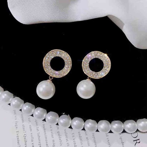

outlet 2022 new fashion versatile red pearl earrings high-end version 925 silver needle earrings women 1jrq, Golden