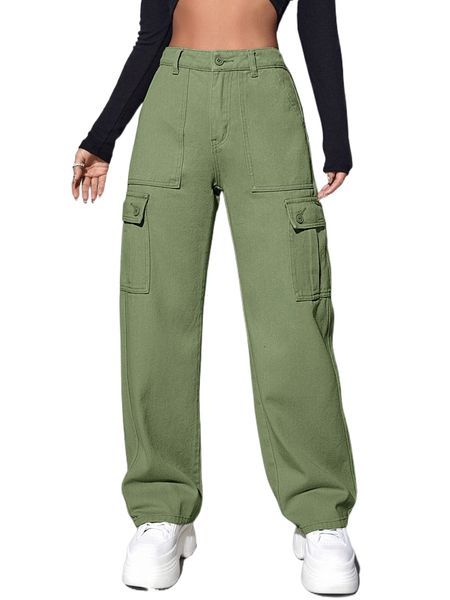 

high waisted zip up cargo jeans f7ua#, Blue