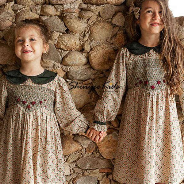 

enkelibb vintage style children girls long sleeve dresses spring new arrivals children peter pan collar sweet dress toddler girl l220715, Red;yellow
